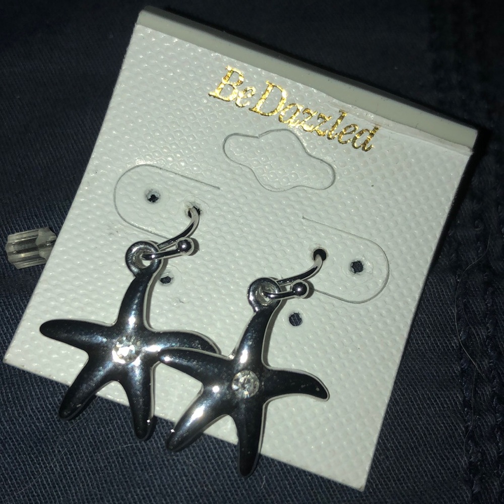 New! Bedazzled Drop Starfish earrings